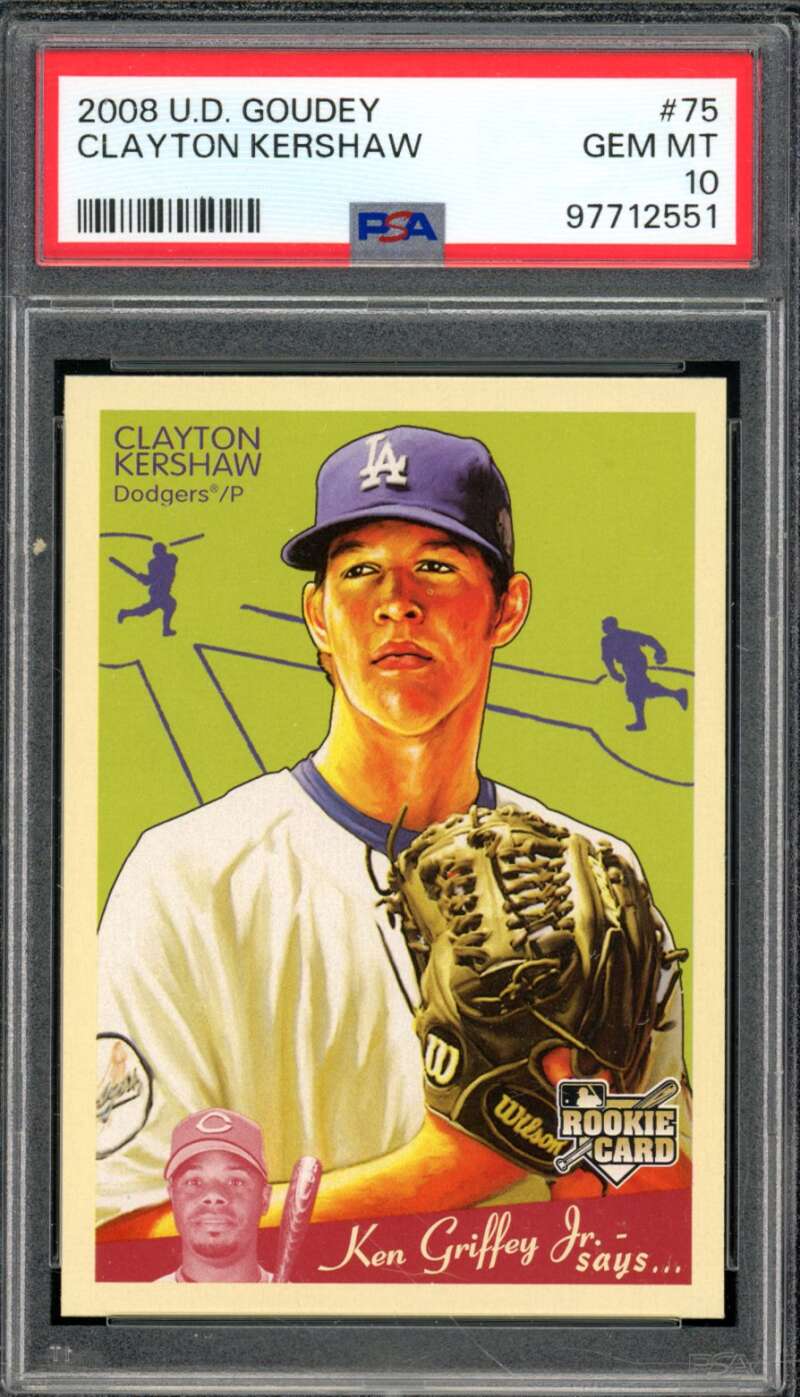 Clayton Kershaw Rookie Card 2008 Upper Deck Goudey #75 PSA 10 Image 1