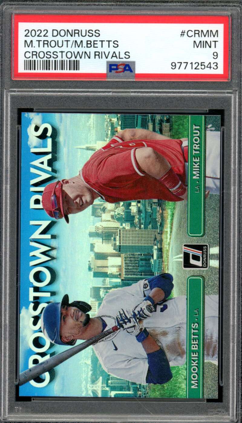 Mike Trout/Mookie Betts Card 2022 Donruss Crosstown Rivals (pop 10) #Crmm PSA 9 Image 1