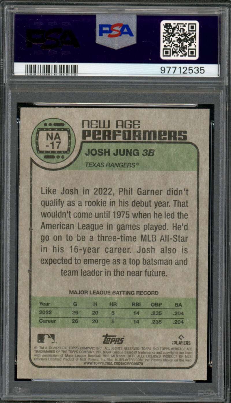 Josh Jung Rookie 2024 Archives Signature 2023 Topps HTG New Age Perf #17 PSA 10 Image 2