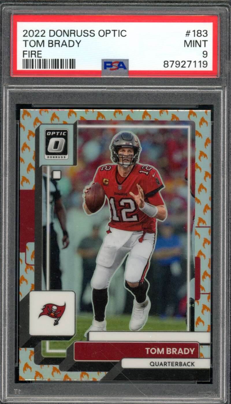 Tom Brady Card 2022 Donruss Optic Fire #183 PSA 9 Image 1