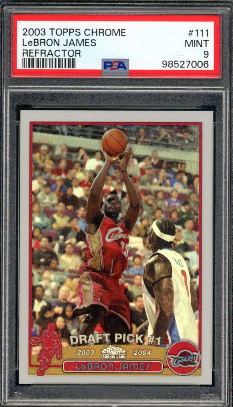 LeBron James Rookie Card 2003-04 Topps Chrome Refractor #111 PSA 9 Image 1