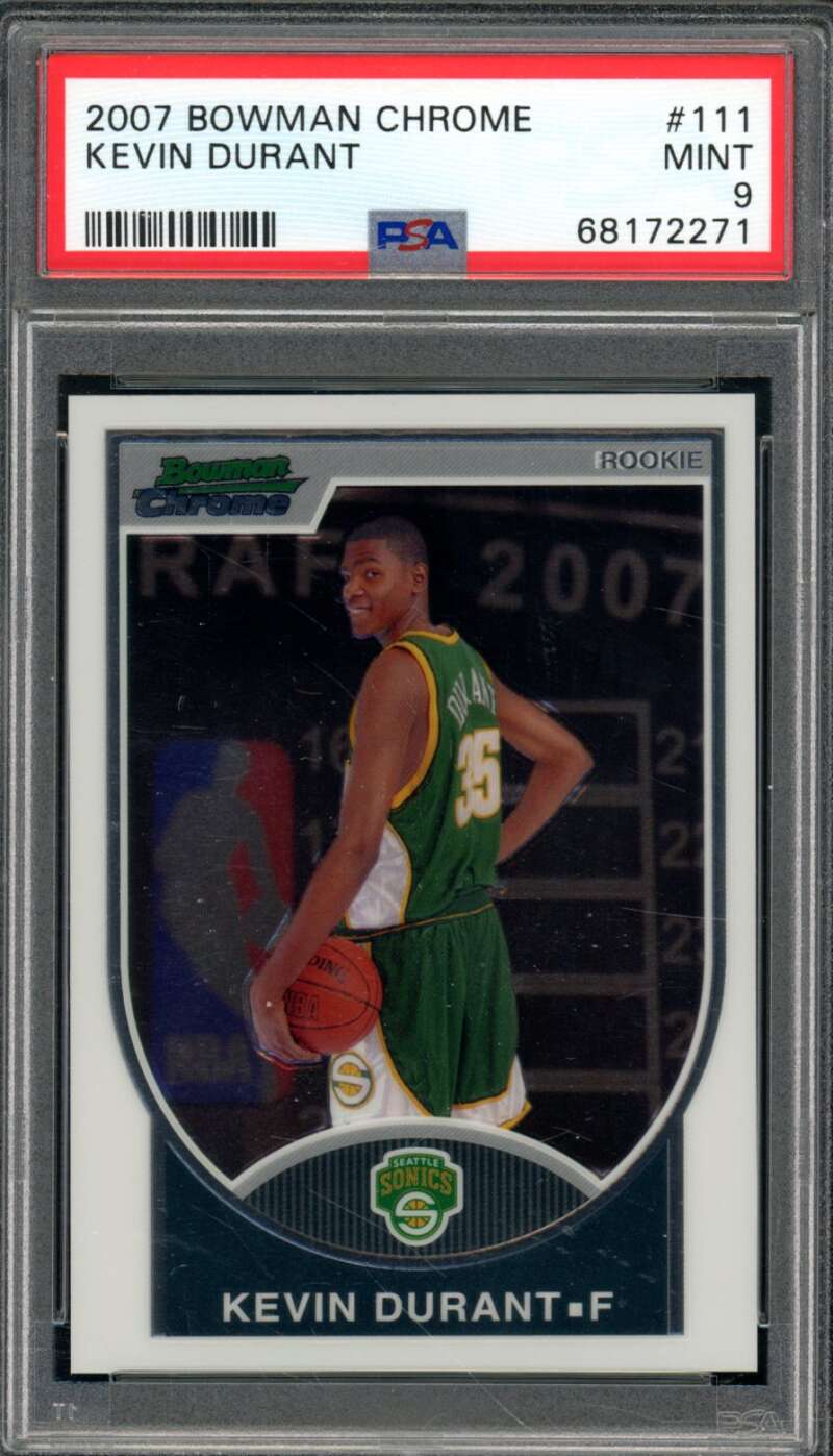 Kevin Durant Rookie Card 2007-08 Bowman Chrome #111 PSA 9 Image 1