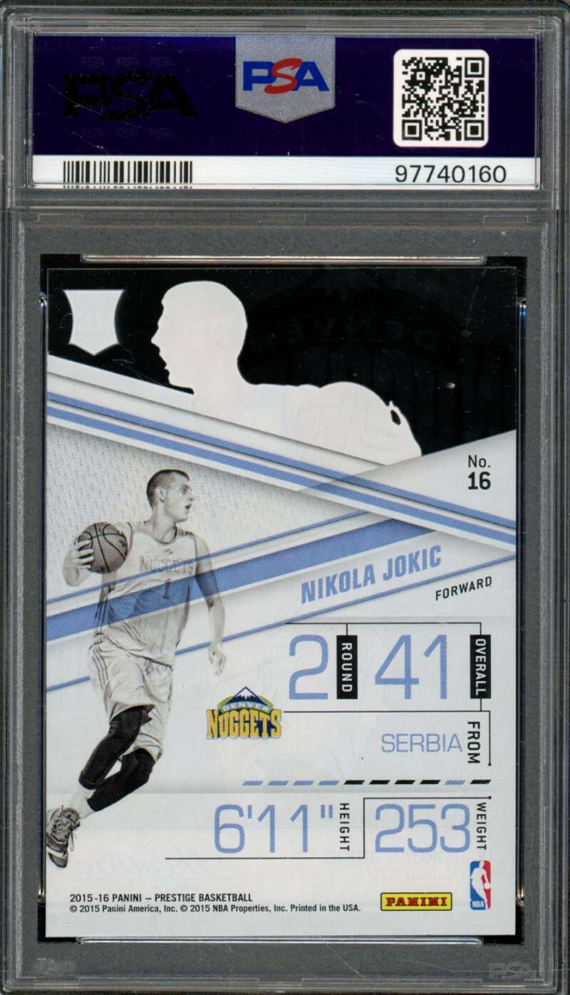 Nikola Jokic Rookie Card 2015-16 Panini Prestige #16 PSA 9 Image 2