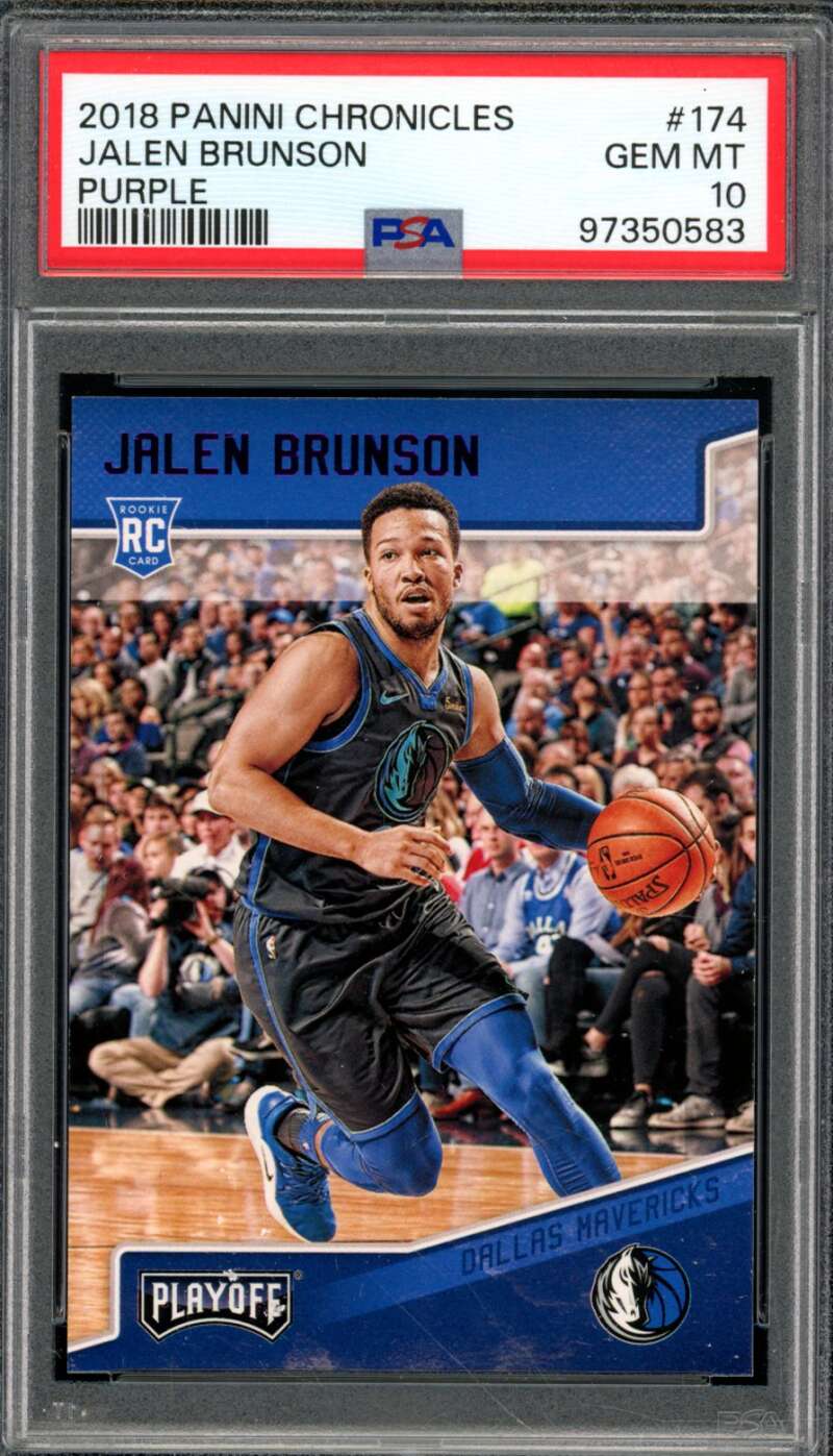 Jalen Brunson Rookie 2018-19 Panini Chronicles Purple (pop 1)(27/49) #174 PSA 10 Image 1