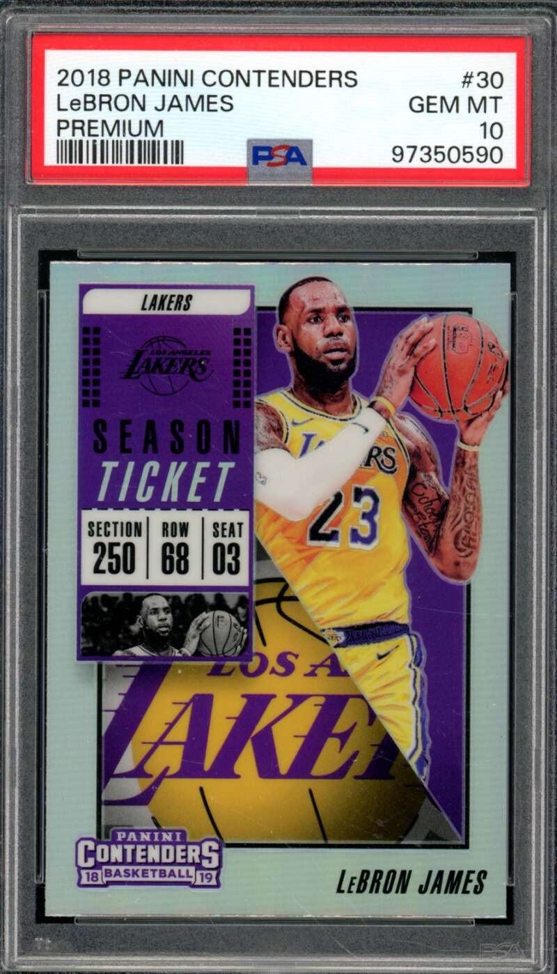 LeBron James Card 2018-19 Panini Contenders Premium #30 PSA 10 Image 1