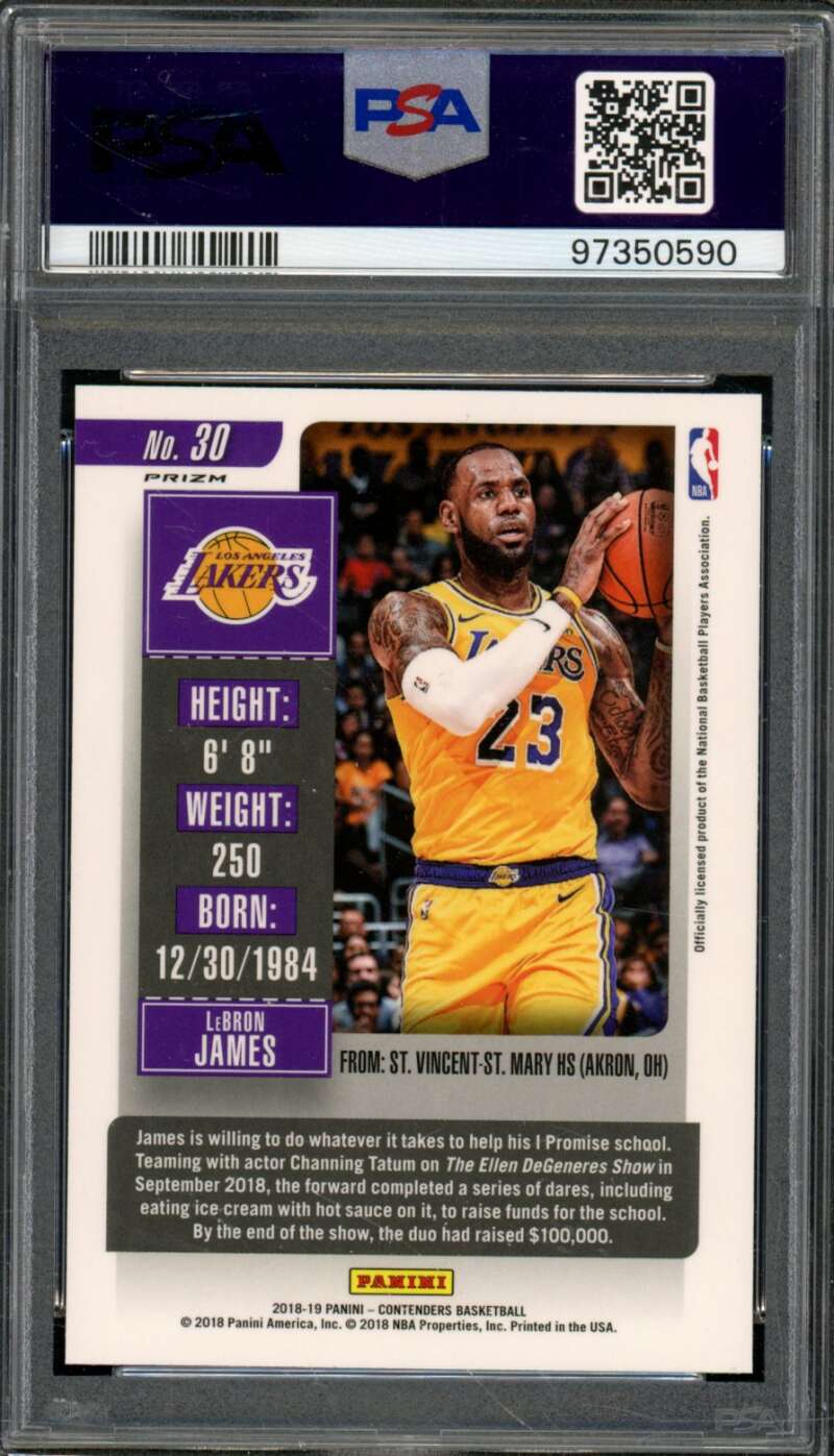 LeBron James Card 2018-19 Panini Contenders Premium #30 PSA 10 Image 2