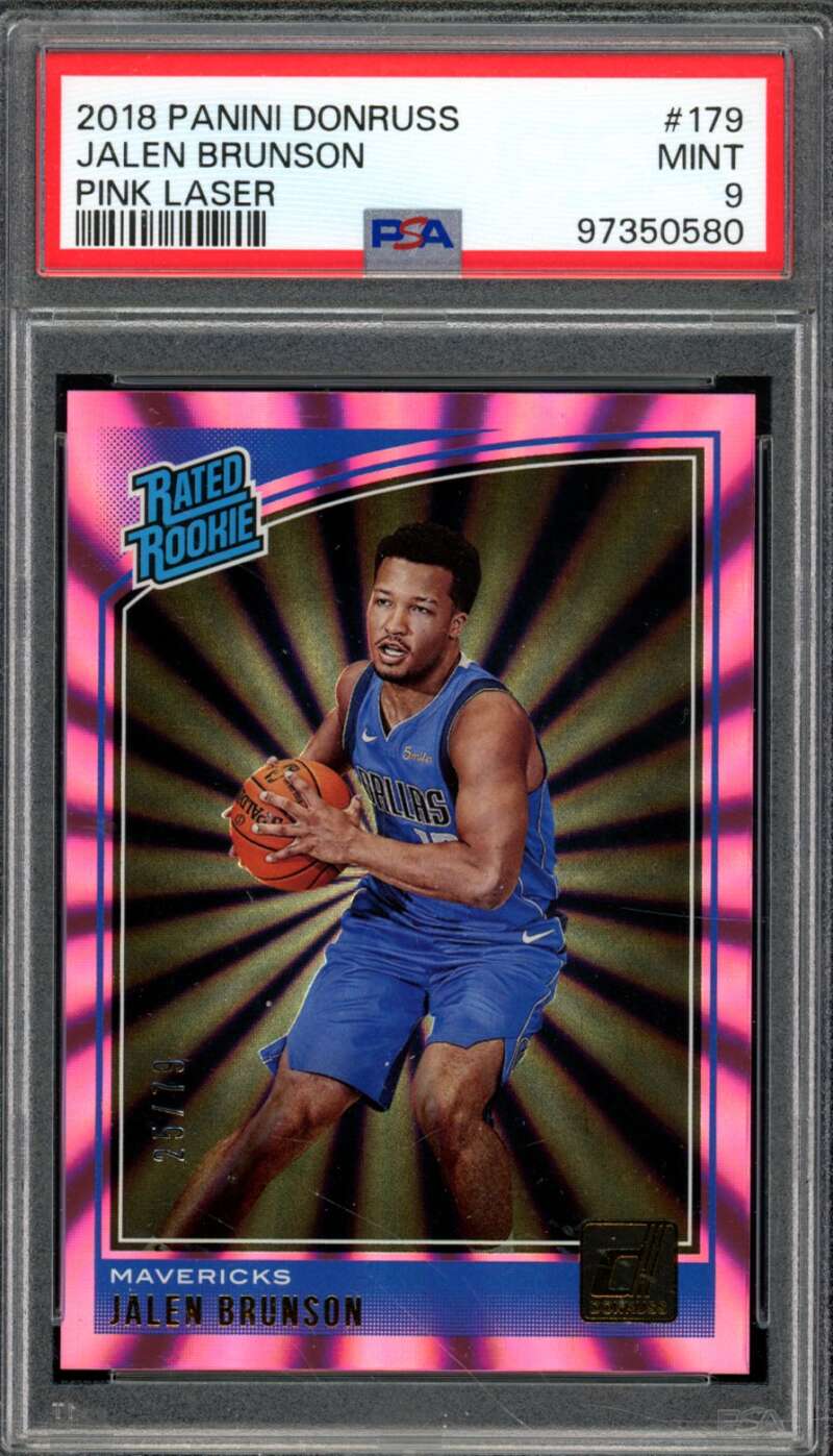 Jalen Brunson Rookie Card 2018-19 Panini Donruss Pink Laser (pop 5) #179 PSA 9 Image 1