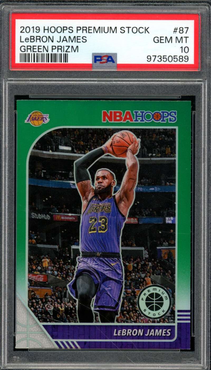 LeBron James Card 2019-20 Hoops Premium Stock #87 PSA 10 Image 1