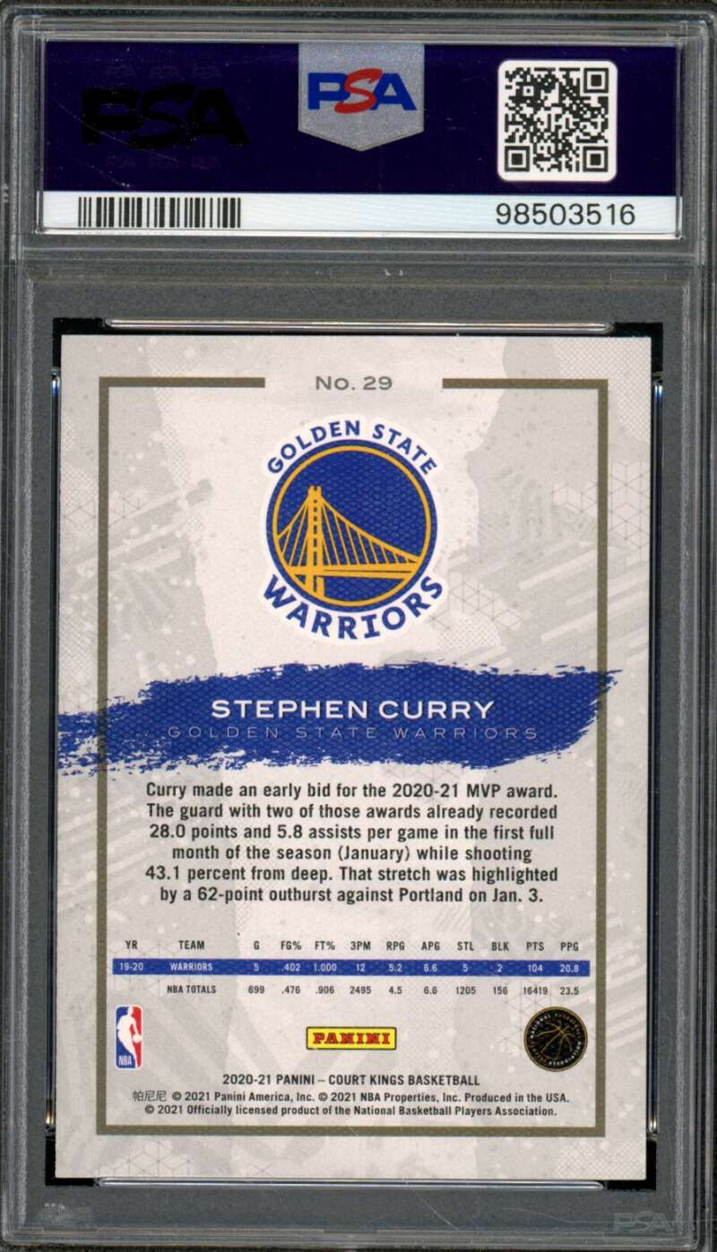 Stephen Curry Card 2020-21 Court Kings #29 PSA 7 Image 2