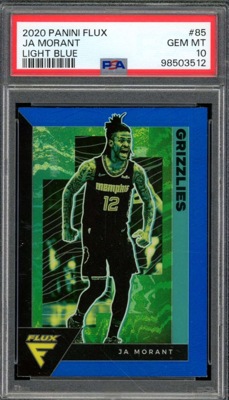 Ja Morant Card 2020-21 Panini Flux Light Blue #85 (pop 2) PSA 10 Image 1