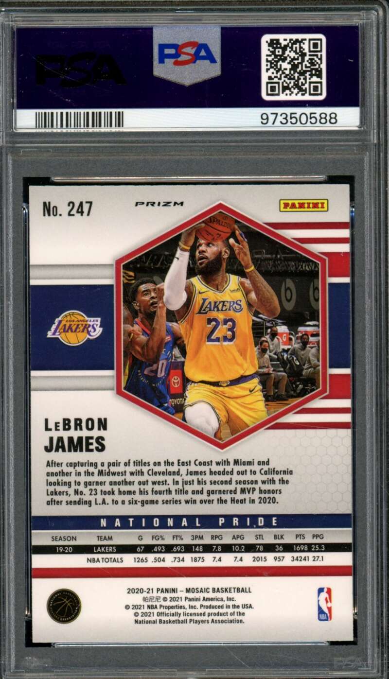 LeBron James Card 2020-21 Mosaic Green Mosaic #247 PSA 10 Image 2