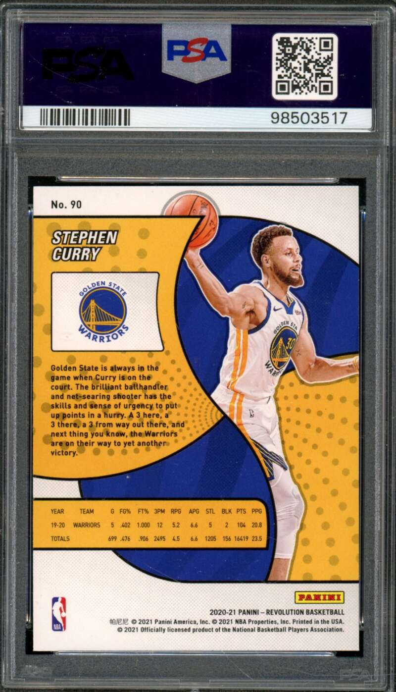 Stephen Curry Card 2020-21 Panini Revolution #90 PSA 10 Image 2