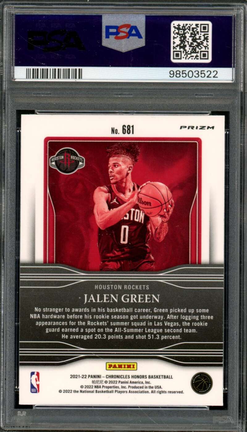 Jalen Green Rookie Card 2021-22 Chronicles Green #681 PSA 8 Image 2