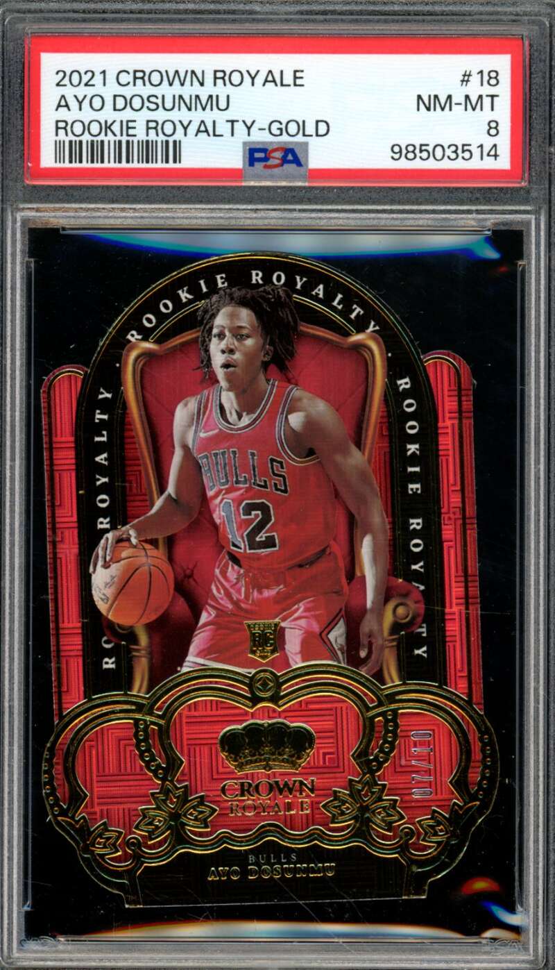 Ayo Dosunmu Rookie 2021-22 Crown Royale Royalty Gold (Ser #d 7/10) #18 PSA 8 Image 1