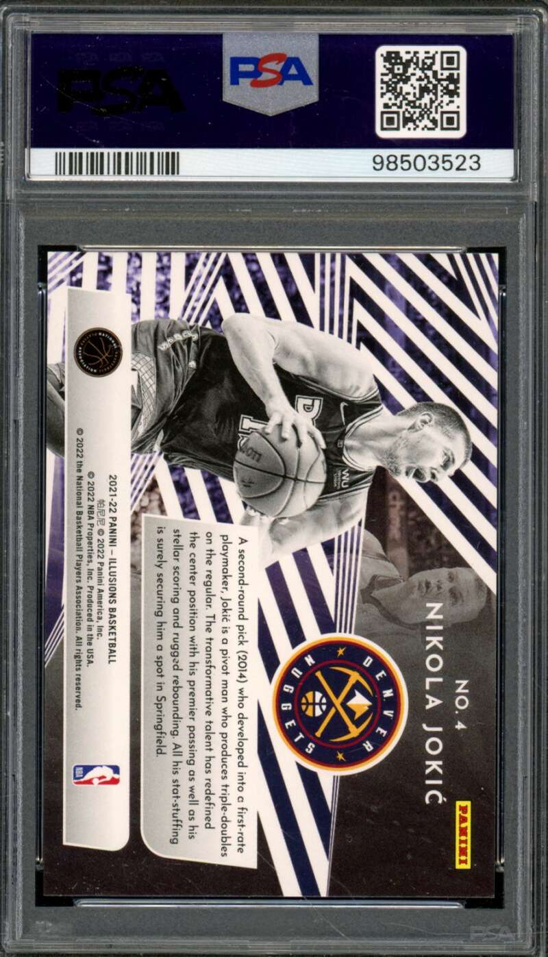 Nikola Jokic Card 2021-22 Panini Illusions Chasing The Hall (pop 6) #4 PSA 10 Image 2