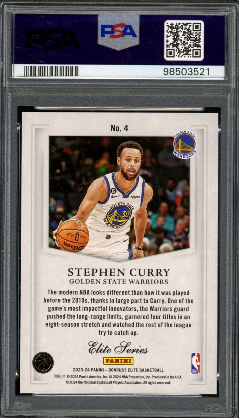 Stephen Curry Card 2023-24 Donruss Elite Series (pop 2) #4 PSA 10 Image 2