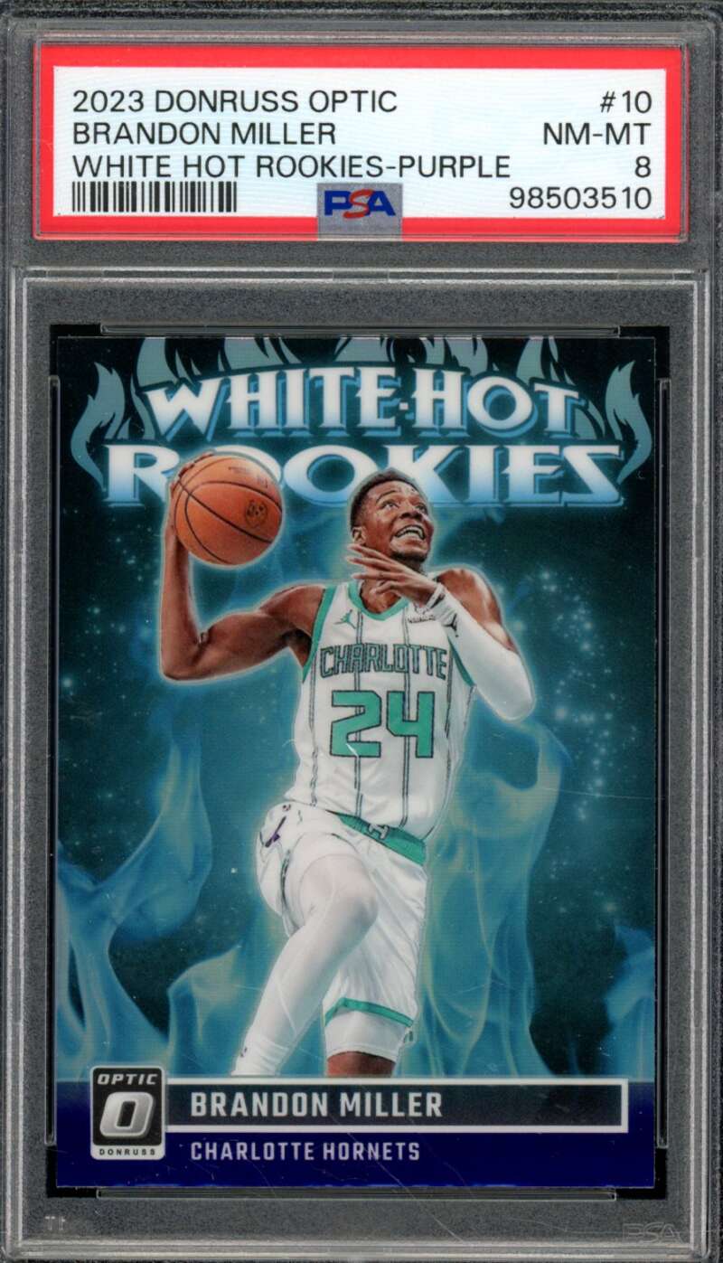 Brandon Miller Rookie 2023-24 Donruss Optic # White Hot Rookies-Purple PSA 10 Image 1