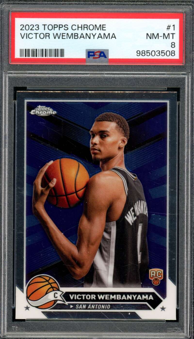 Victor Wembanyama Rookie Card 2023-24 Topps Chrome #1 PSA 8 Image 1