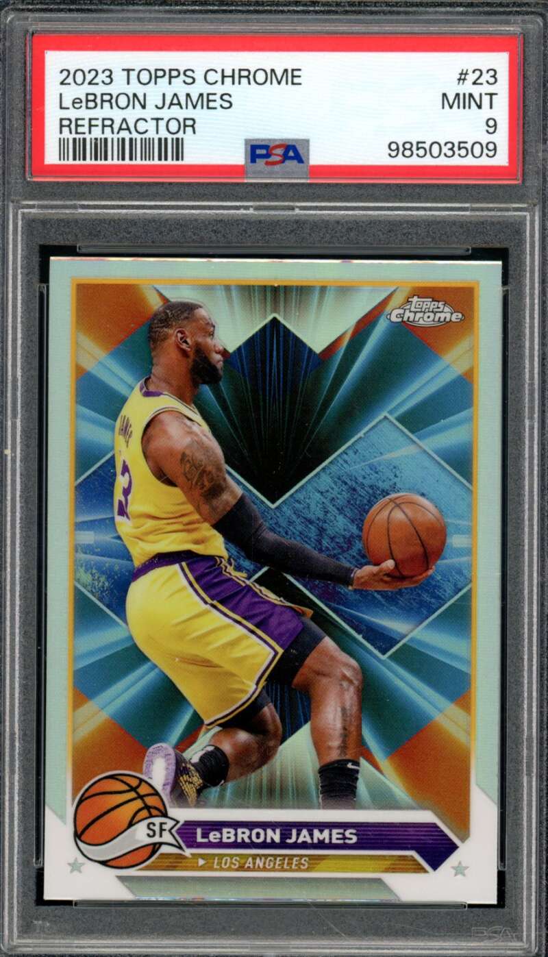 LeBron James Card 2023-24 Topps Chrome Refractor #23 PSA 9 Image 1