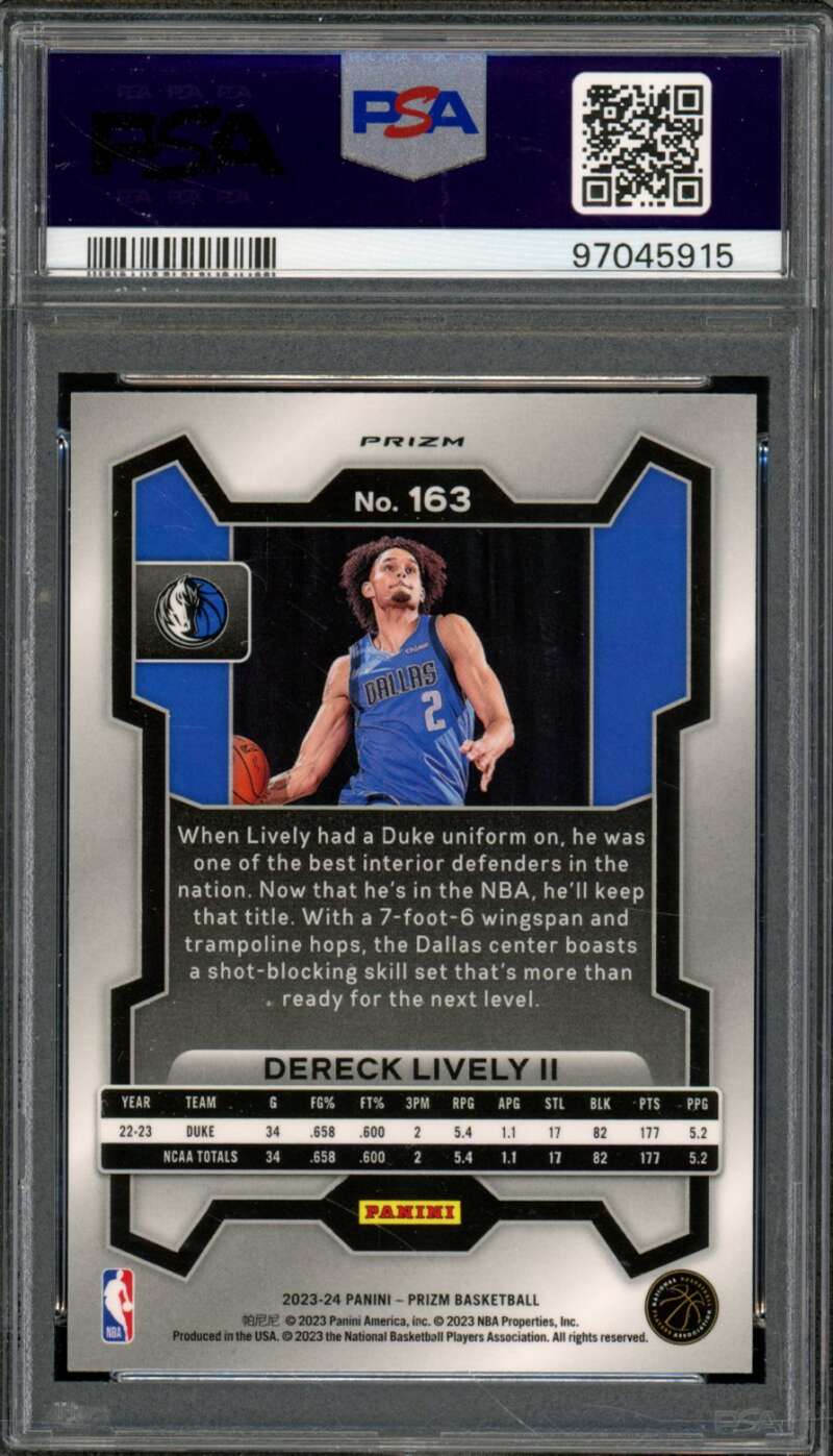 Dereck Lively II Rookie Card 2023-24 Prizm Green Prizm #163 PSA 8 Image 2