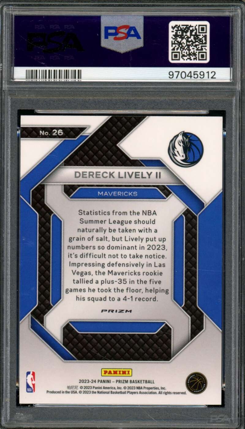 Dereck Lively II Rookie Card 2023-24 Prizm Emergent Green Prizm #26 PSA 10 Image 2