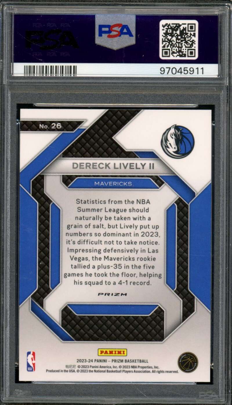 Dereck Lively II Rookie Card 2023-24 Prizm Emergent Silver Prizm #26 PSA 9 Image 2