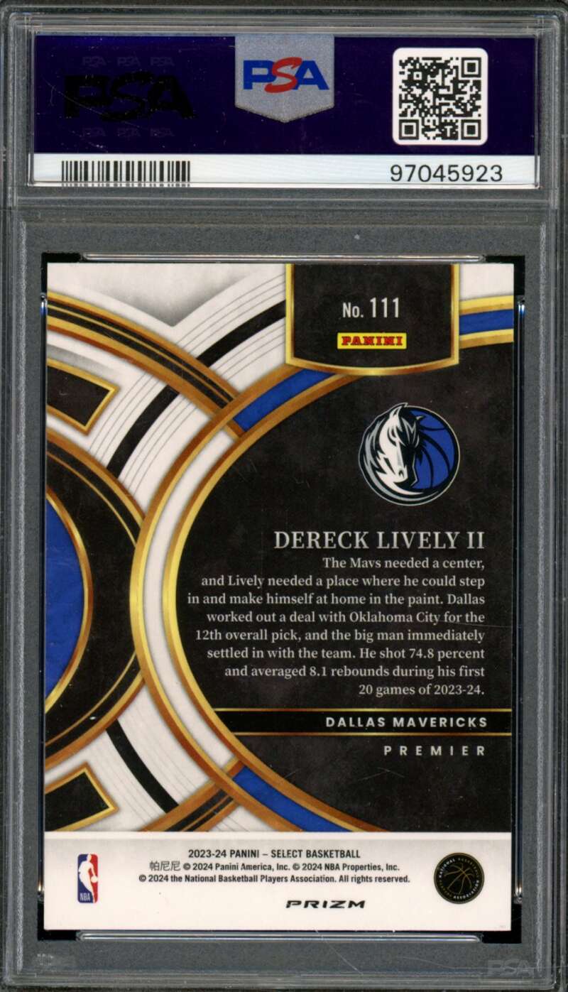 Dereck Lively II Rookie Card 2023-24 Select Silver Prizm #111 PSA 10 Image 2