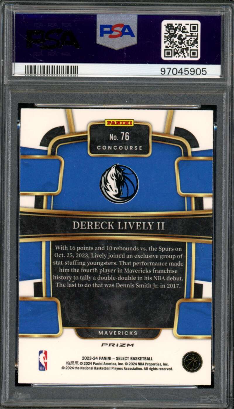 Dereck Lively II Rookie Card 2023-24 Select #76 PSA 6 Image 2