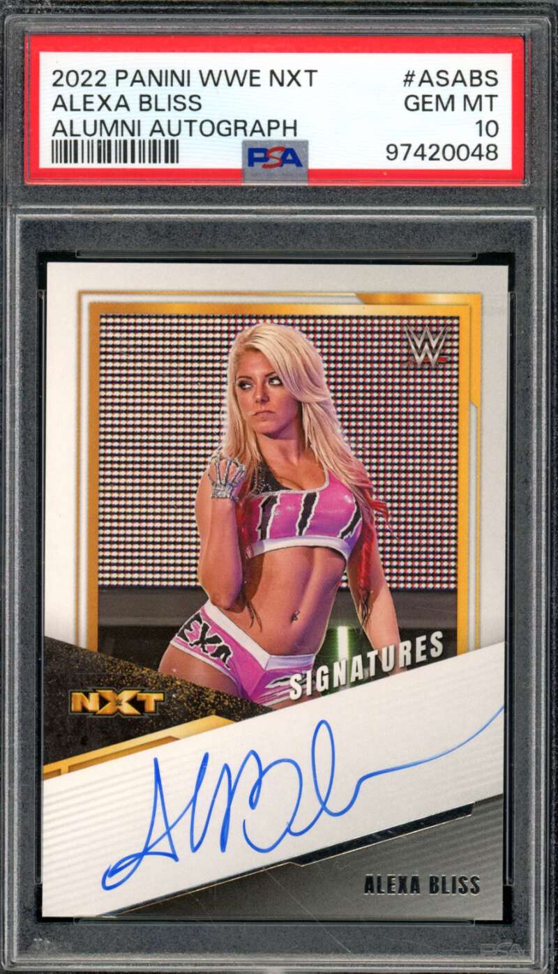 Alexa Bliss Card 2022 Panini WWE NXT Alumin Autograph (pop 1) #ASABS PSA 10 Image 1