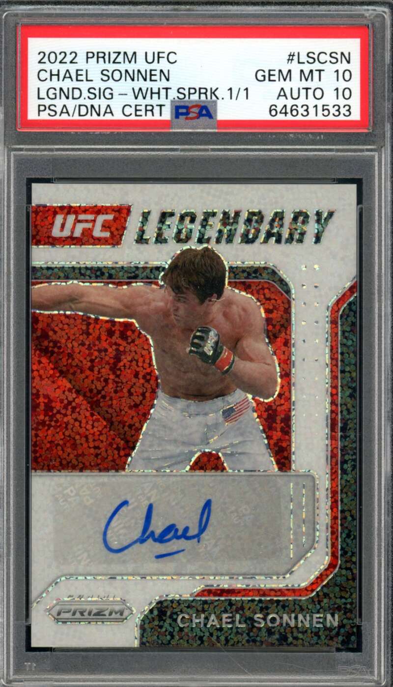 Chael Sonnen Card 2022 Prizm UFC Signature White Sparkle (1/1) #Lscsn PSA 10 Image 1