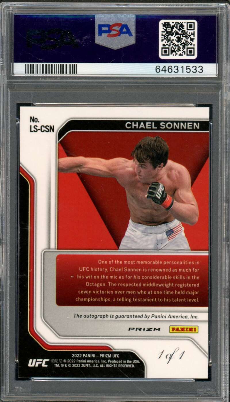 Chael Sonnen Card 2022 Prizm UFC Signature White Sparkle (1/1) #Lscsn PSA 10 Image 2