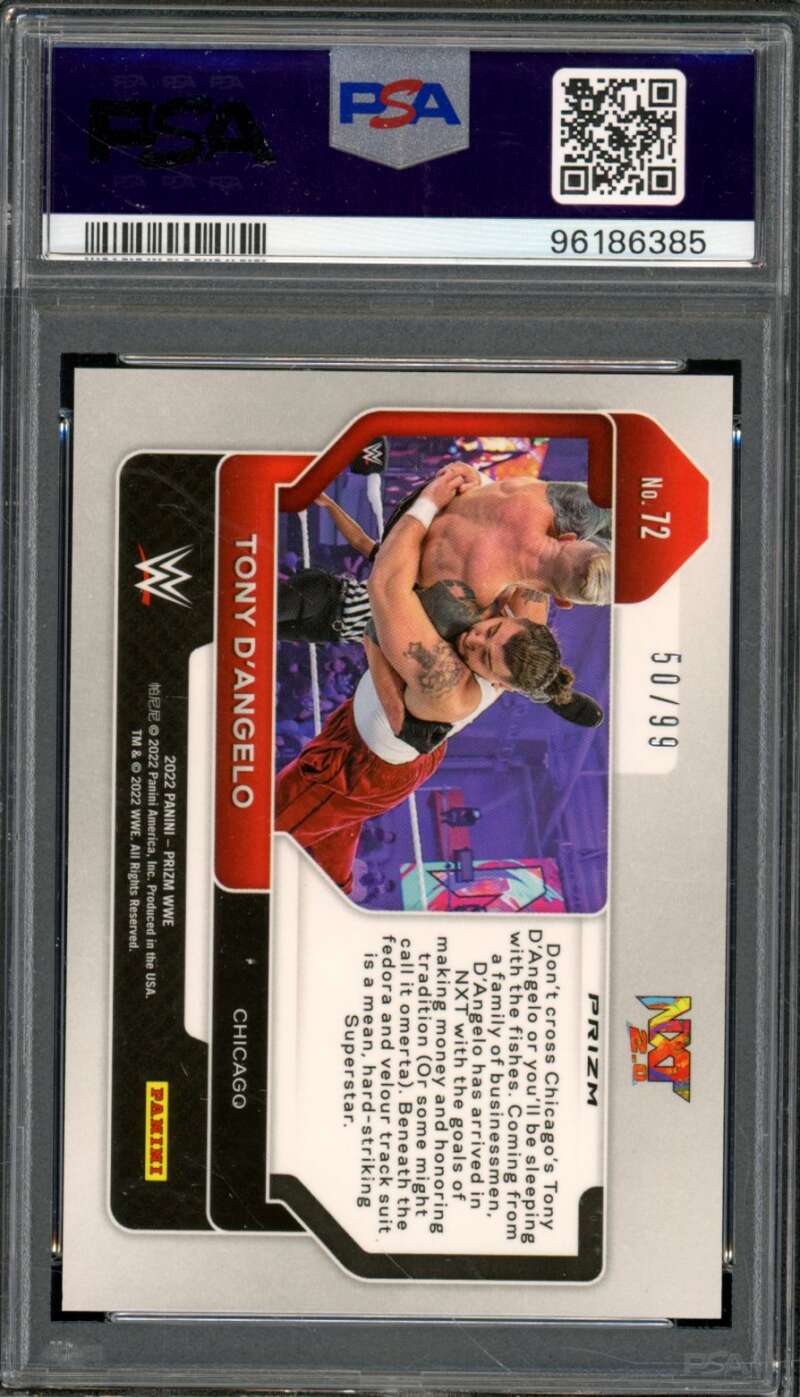 Tony D'Angelo Rookie Card 2022 Prizm Orange Prizm (pop 2) #72 PSA 9 Image 2