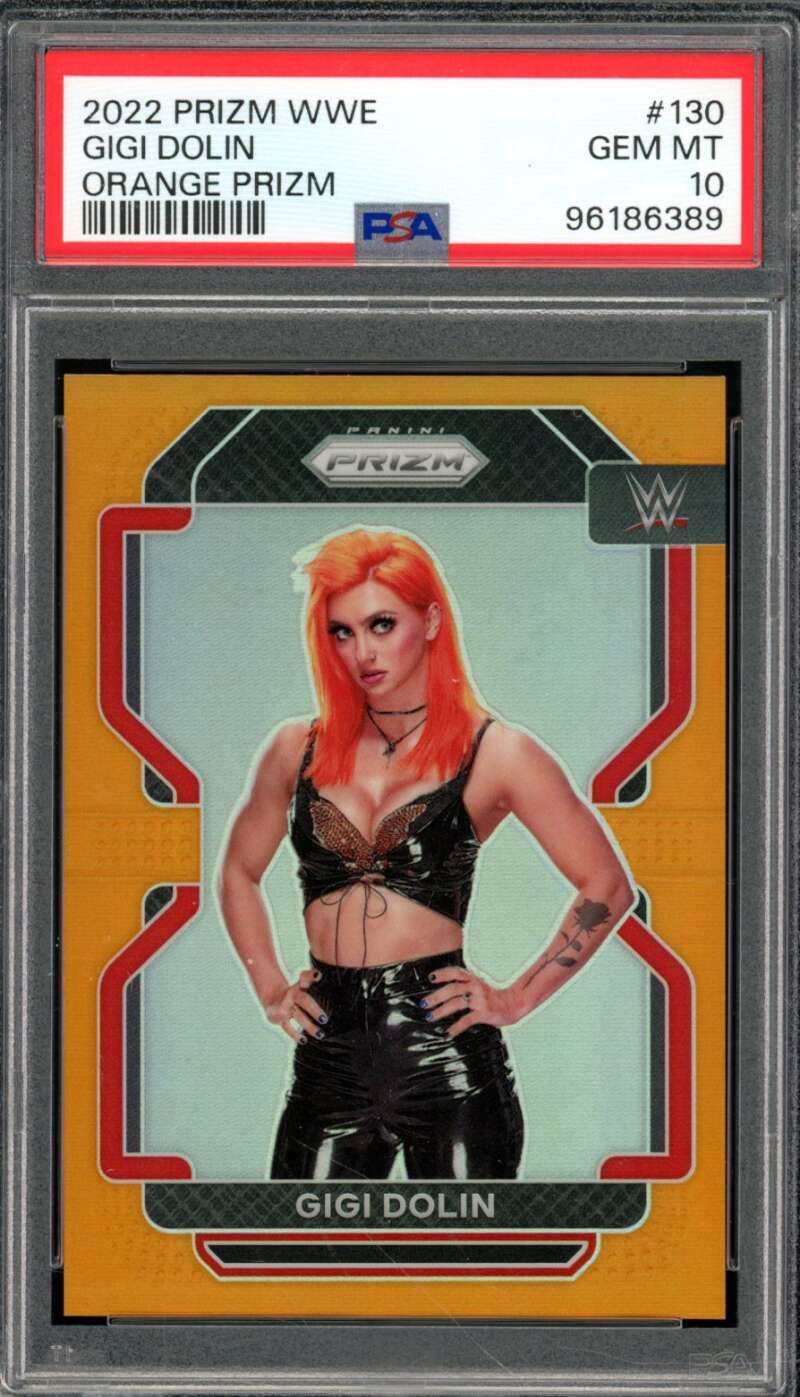 Gigi Dolin Card 2022 Prizm Orange Prizm (pop 6) #130 PSA 10 Image 1