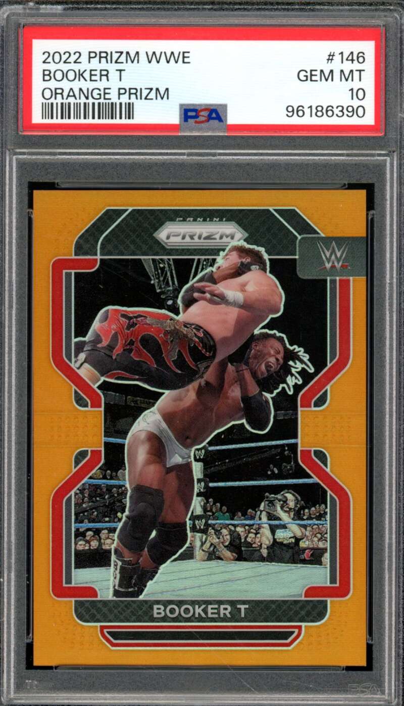 Booker T Card 2022 Prizm WWE Orange Prizm (pop 2) #146 PSA 10 Image 1