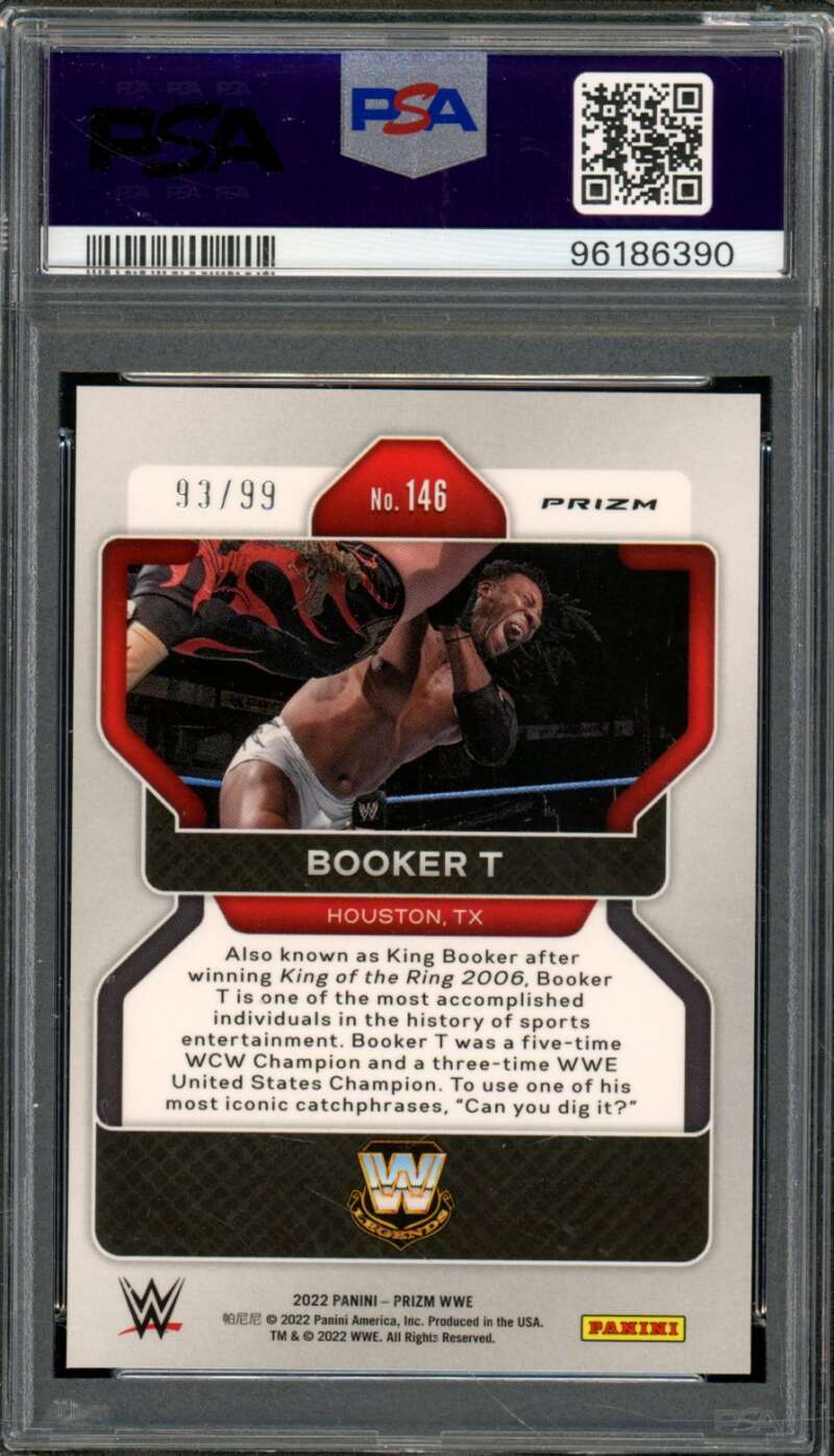 Booker T Card 2022 Prizm WWE Orange Prizm (pop 2) #146 PSA 10 Image 2