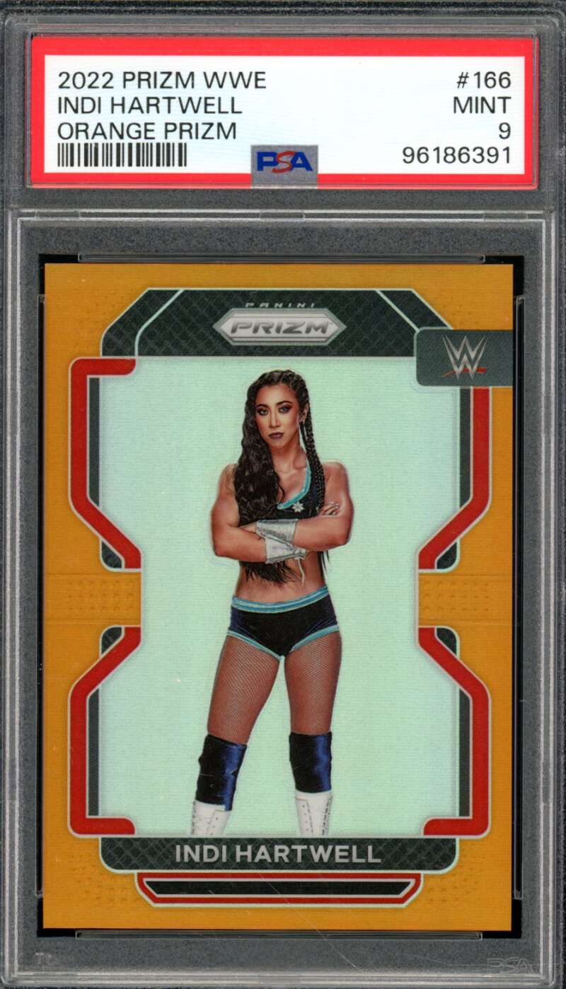 Indi Hartwell Card 2022 Prizm WWE Orange Prizm (pop 1) #166 PSA 9 Image 1