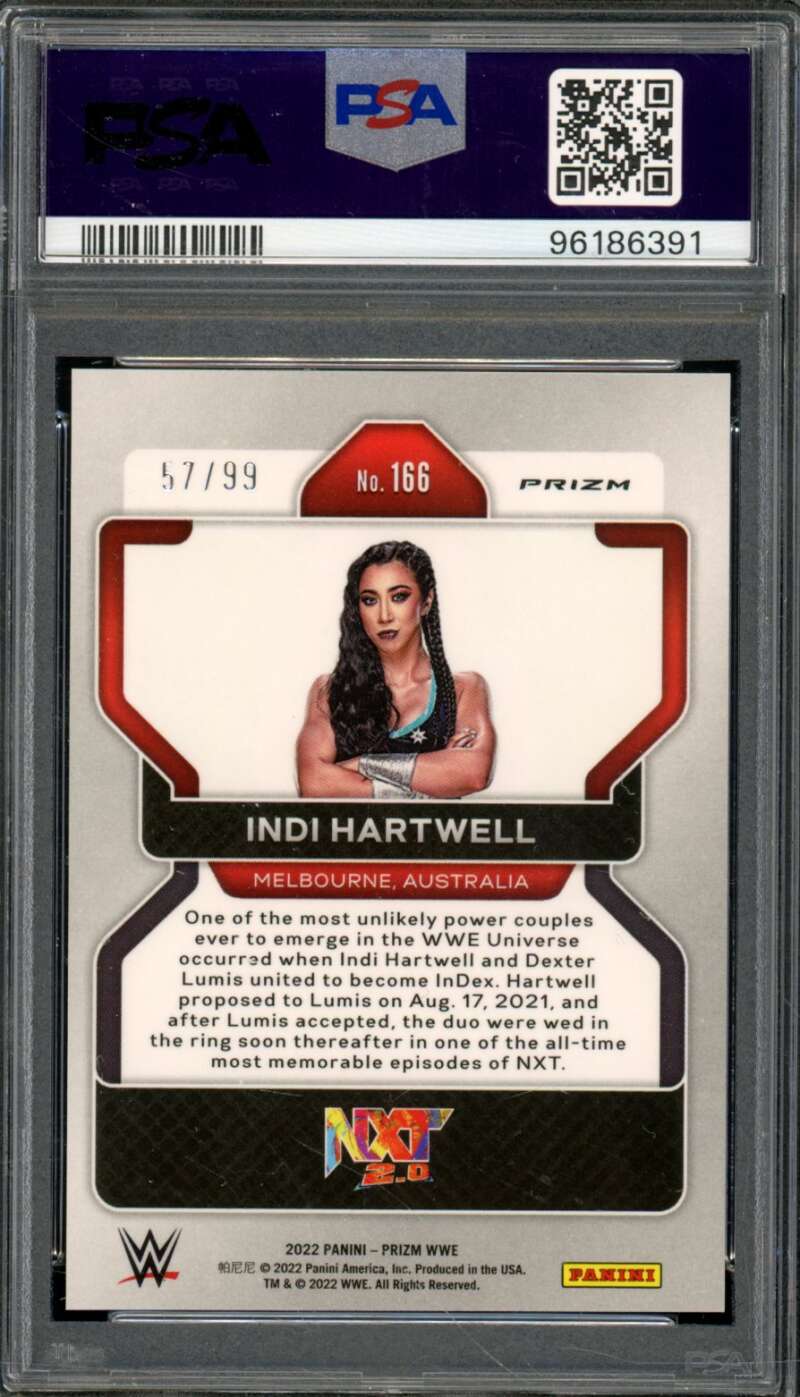 Indi Hartwell Card 2022 Prizm WWE Orange Prizm (pop 1) #166 PSA 9 Image 2