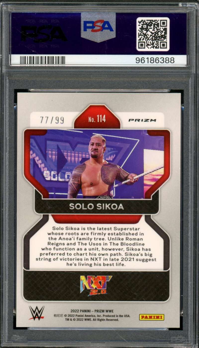 Solo Sikoa Rookie Card 2022 Prizm WWE Orange Prizm (pop 9) #114 PSA 10 Image 2