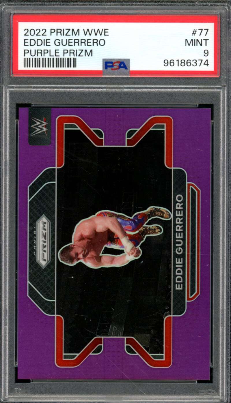 Eddie Guerrero Card 2022 Prizm WWE Purple Prizm (pop 3) #77 PSA 9 Image 1