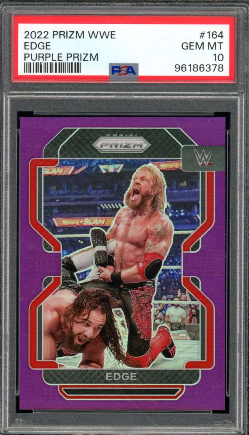 Edge Card 2022 Prizm WWE Purple Prizm #164 (pop 2) PSA 10 Image 1