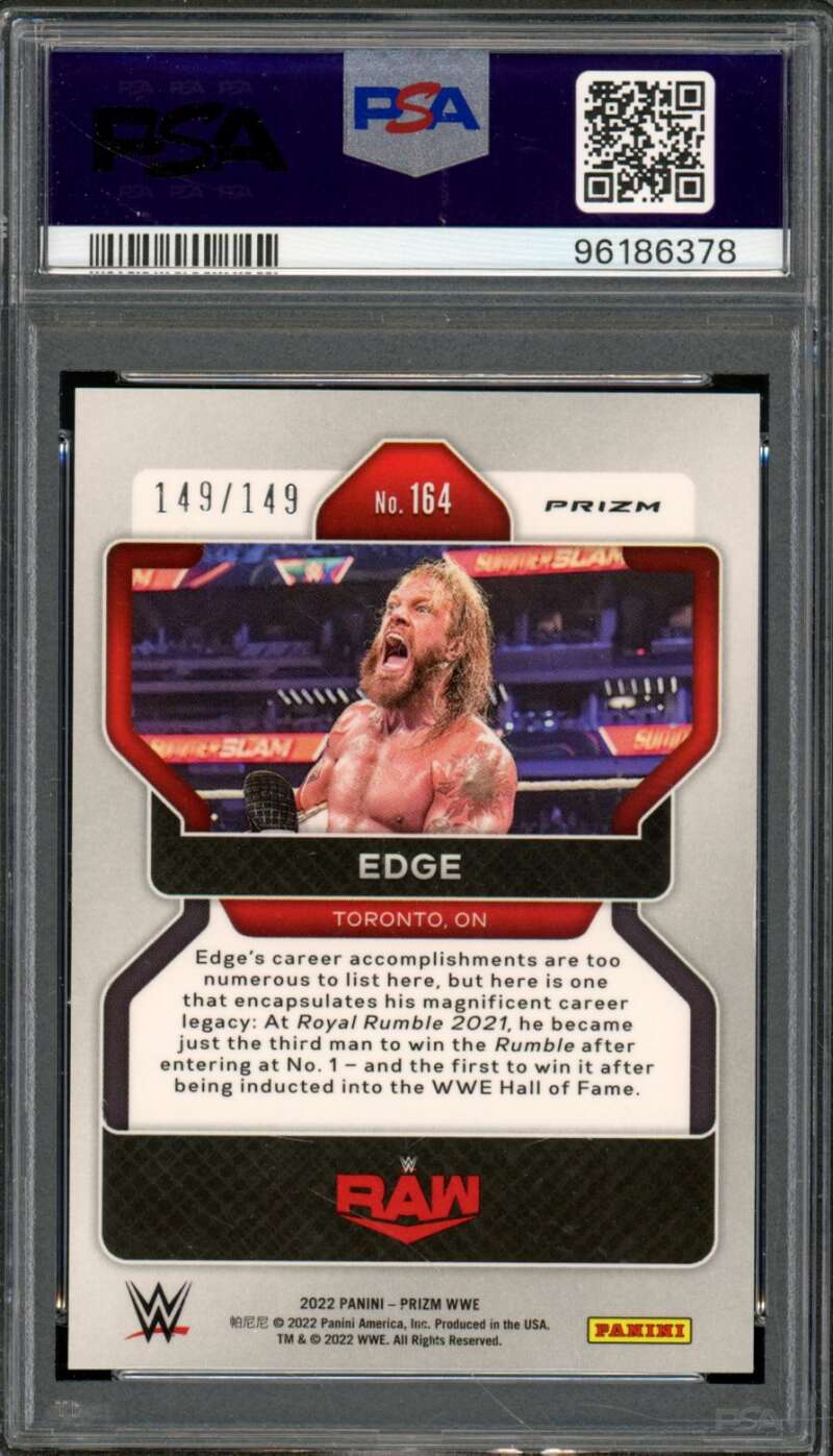 Edge Card 2022 Prizm WWE Purple Prizm #164 (pop 2) PSA 10 Image 2