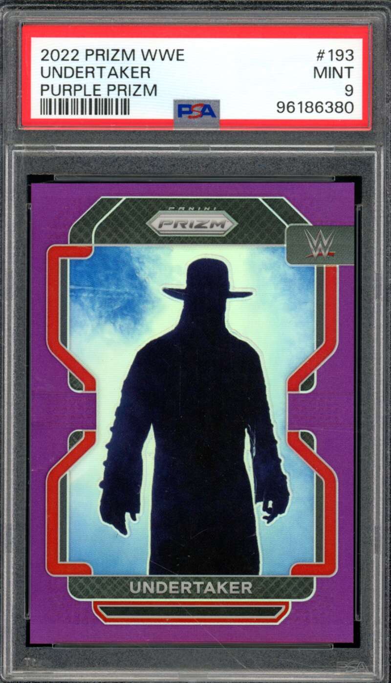 Undertaker Card 2022 Prizm WWE Purple Prizm (pop 11) #193 PSA 9 Image 1