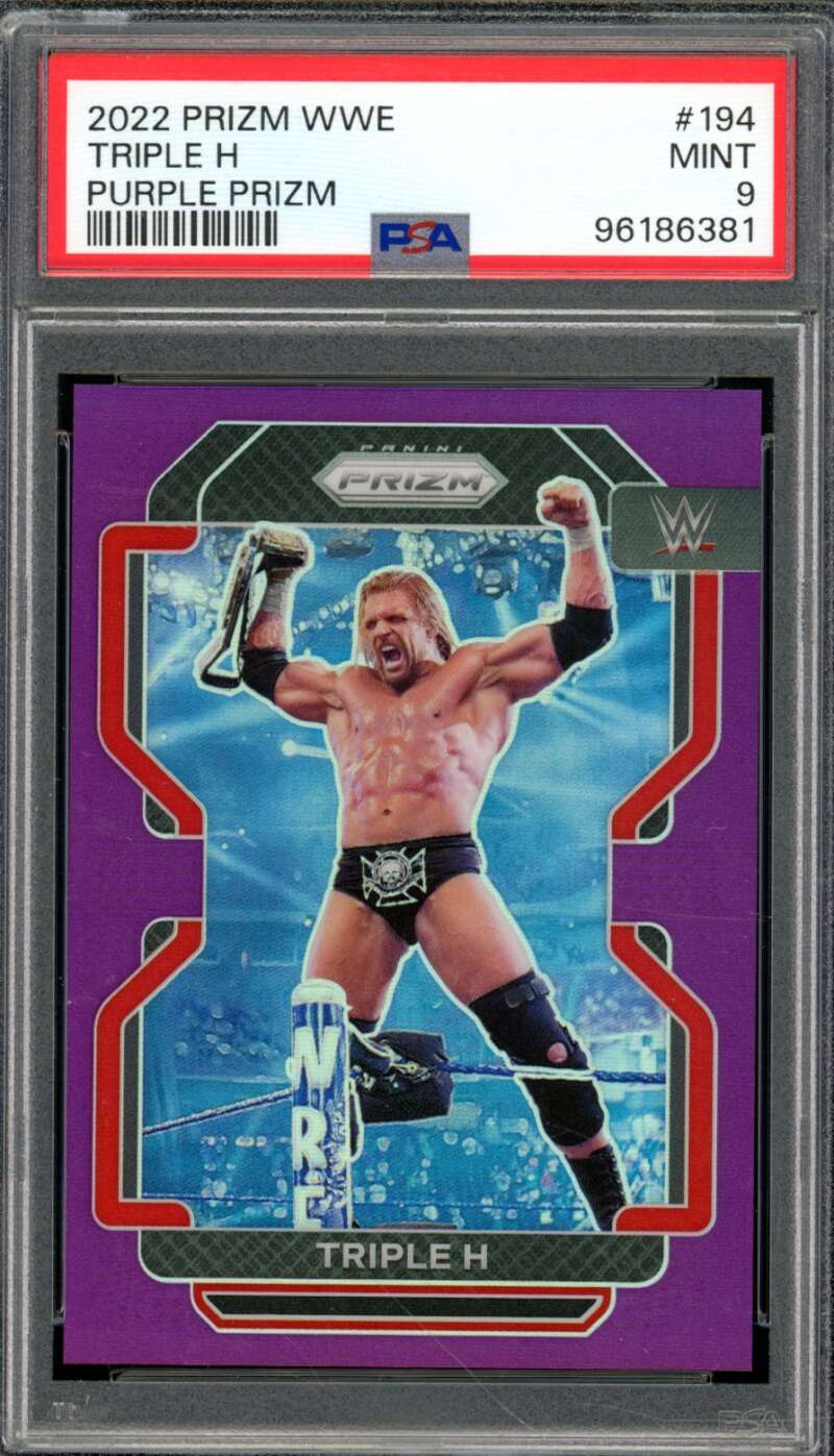 Triple H Card 2022 Prizm WWE Purple Prizm (pop 6) #194 PSA 9 Image 1