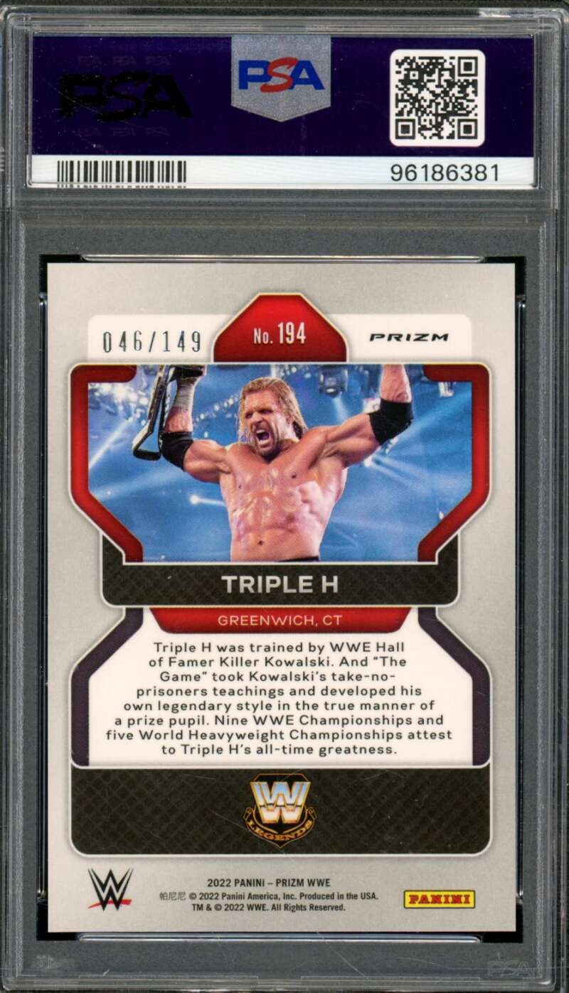 Triple H Card 2022 Prizm WWE Purple Prizm (pop 6) #194 PSA 9 Image 2