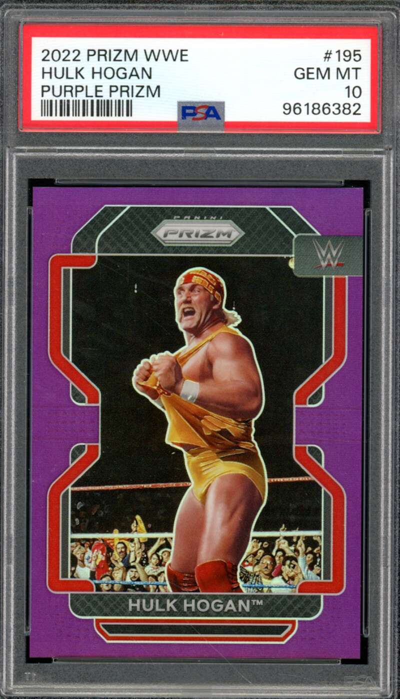 Hulk Hogan Card 2022 WWE Purple Prizm (pop 10) #195 PSA 10 Image 1