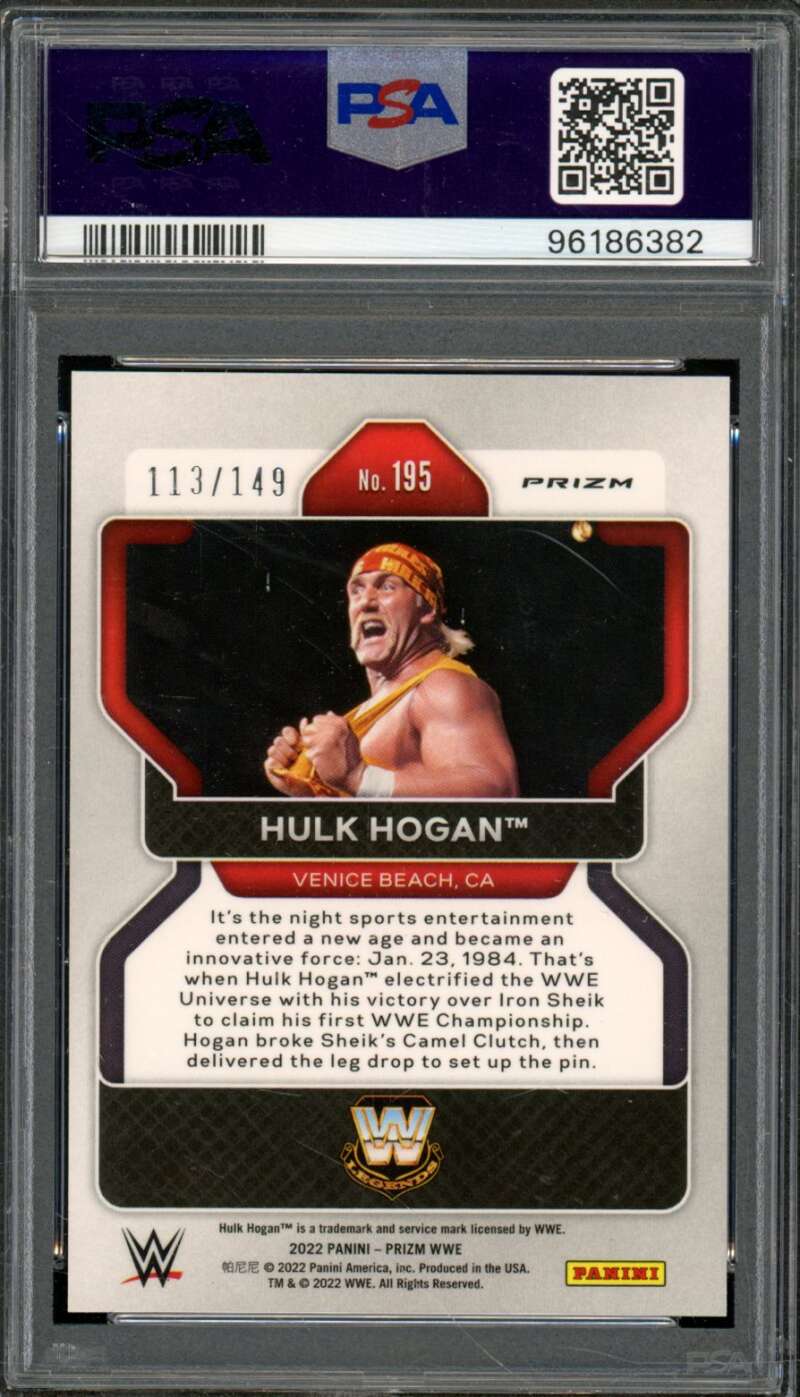 Hulk Hogan Card 2022 WWE Purple Prizm (pop 10) #195 PSA 10 Image 2