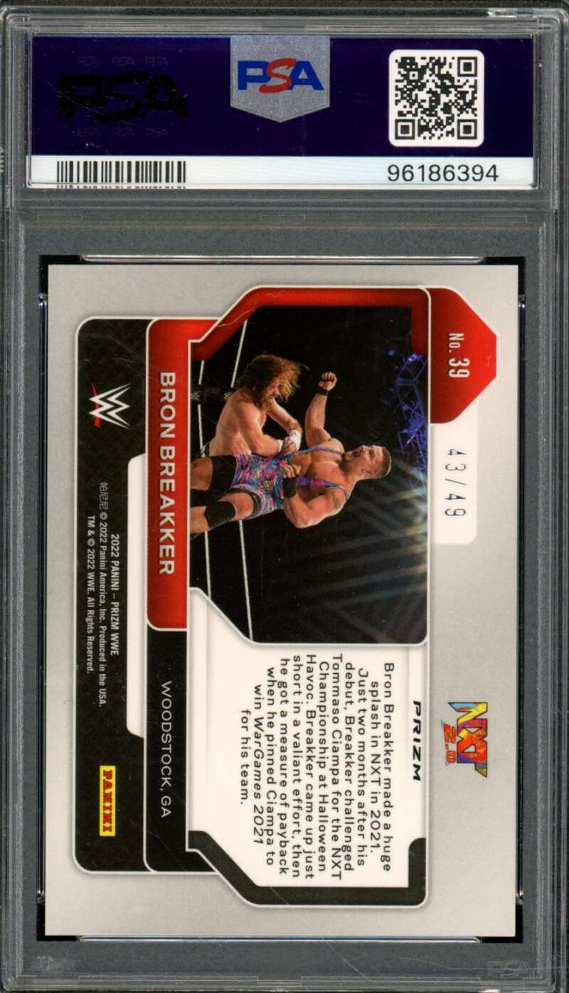 Bron Breakker Rookie Card 2022 Prizm WWE Teal Prizm (pop 6) #39 PSA 9 Image 2