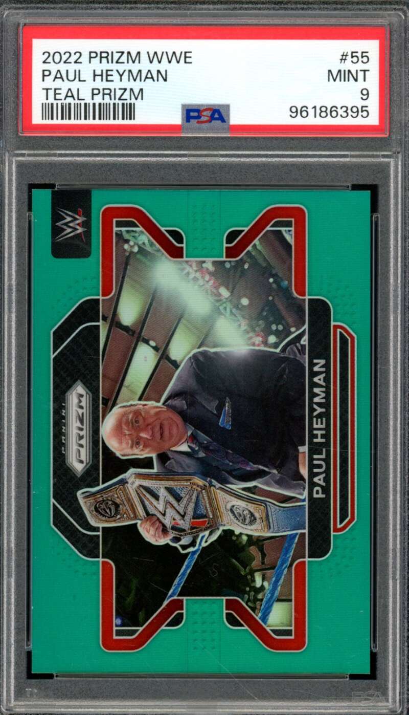 Paul Heyman Card 2022 Prizm WWE Teal Prizm (pop 2) #55 PSA 9 Image 1