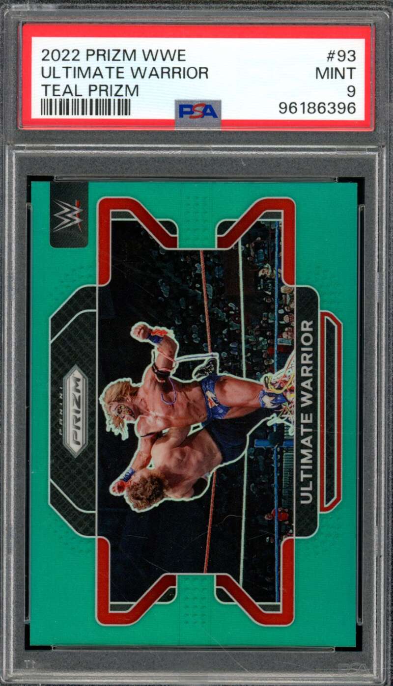 Ultimate Warrior Card 2022 Prizm WWE Teal Prizm (pop 10) #93 PSA 9 Image 1