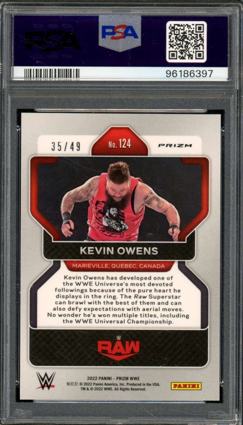 Kevin Owens Card 2022 Prizm WWE Teal Prizm (pop 2) #124 PSA 9 Image 2